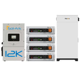 Sol-Ark 12K inverter with 4 Pytes V5 batteries and cabinet, providing a complete off-grid energy storage solution